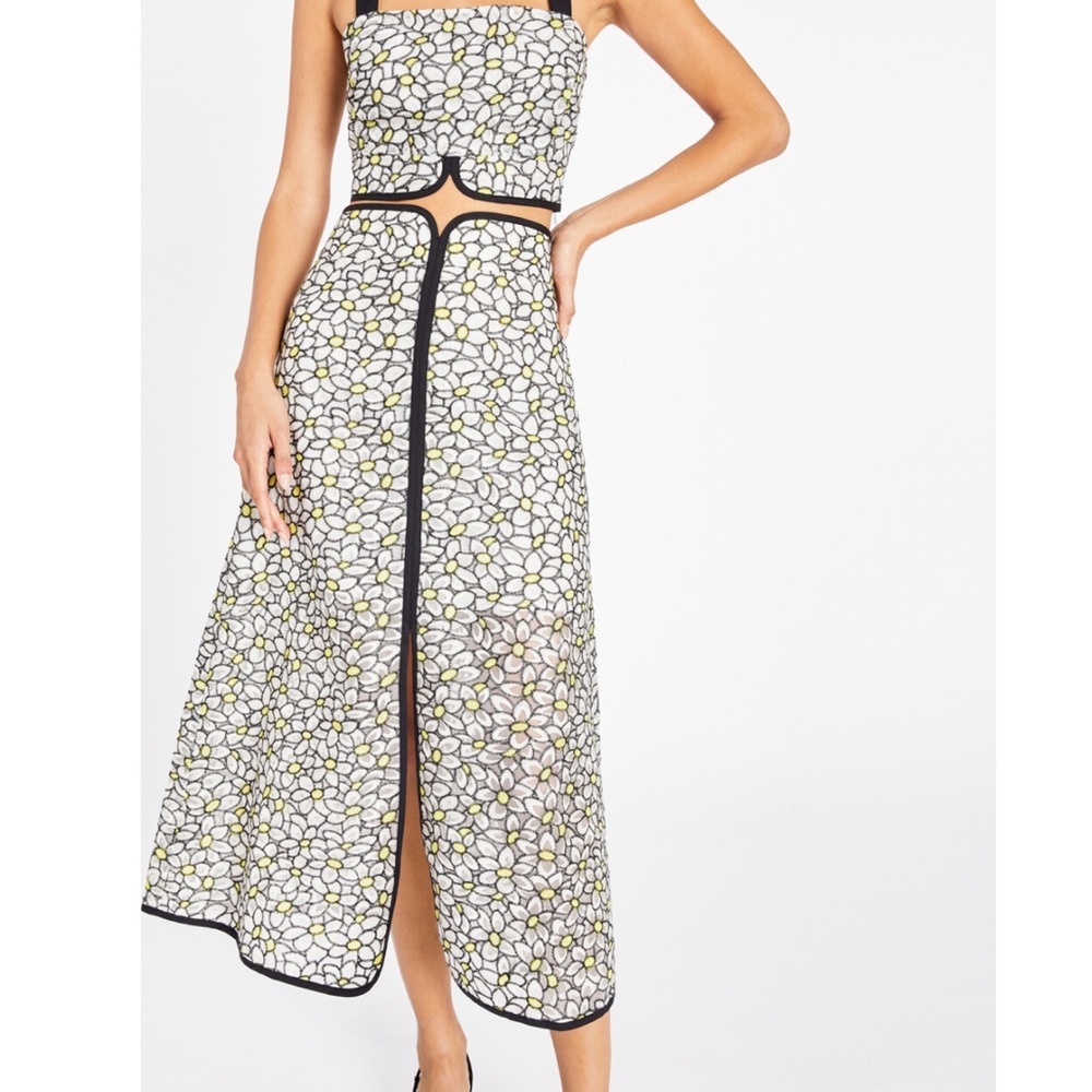 Tanya Taylor Women's Maxi Skirt - White, Black, and Yellow